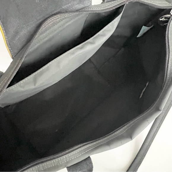 Authentic Longchamp Le Pliage Club Shoulder Shopping Tote – Gray w/ Yellow trim - Picture 6 of 16